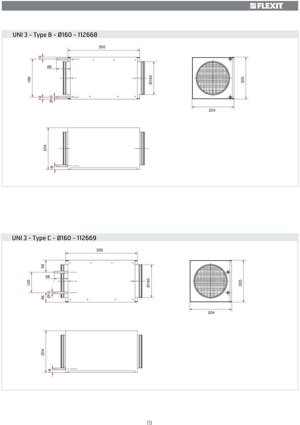 Type B - Ø160-112668 350 68 204 UNI