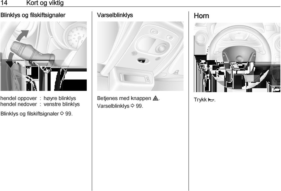 hendel nedover : venstre blinklys Blinklys og