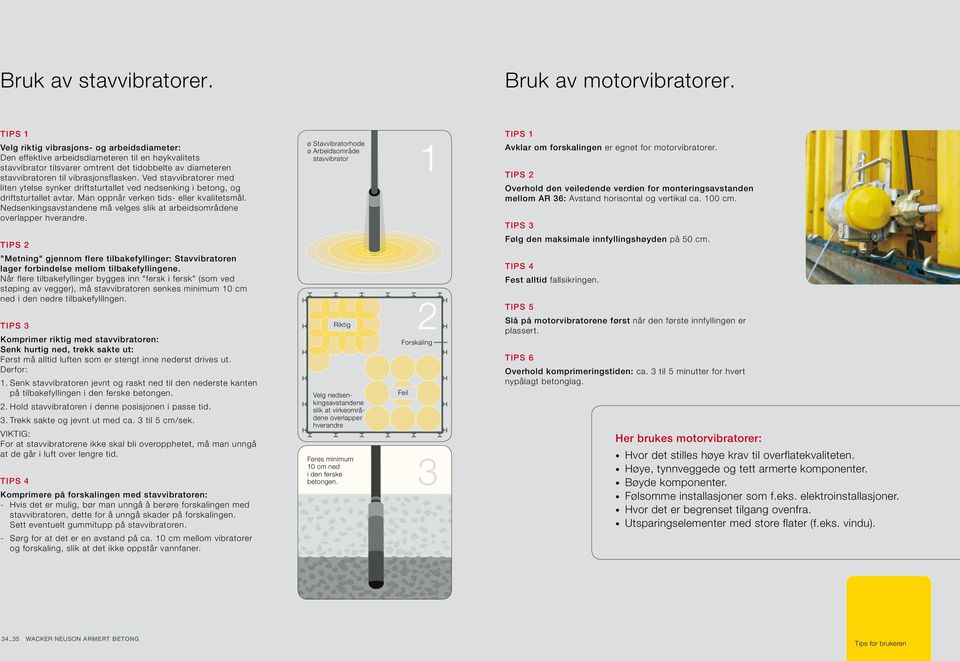 Ved stavvibratorer med liten ytelse synker driftsturtallet ved nedsenking i betong, og driftsturtallet avtar. Man oppnår verken tids- eller kvalitetsmål.