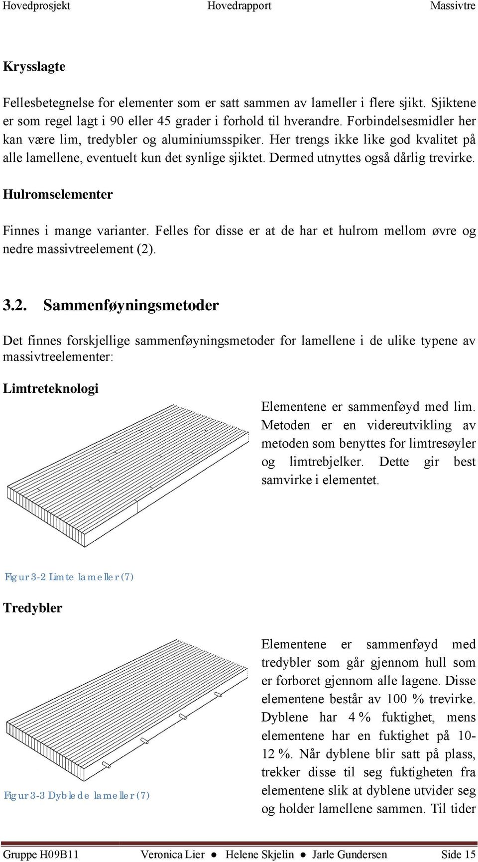 Hulromselementer Finnes i mange varianter. Felles for disse er at de har et hulrom mellom øvre og nedre massivtreelement (2)