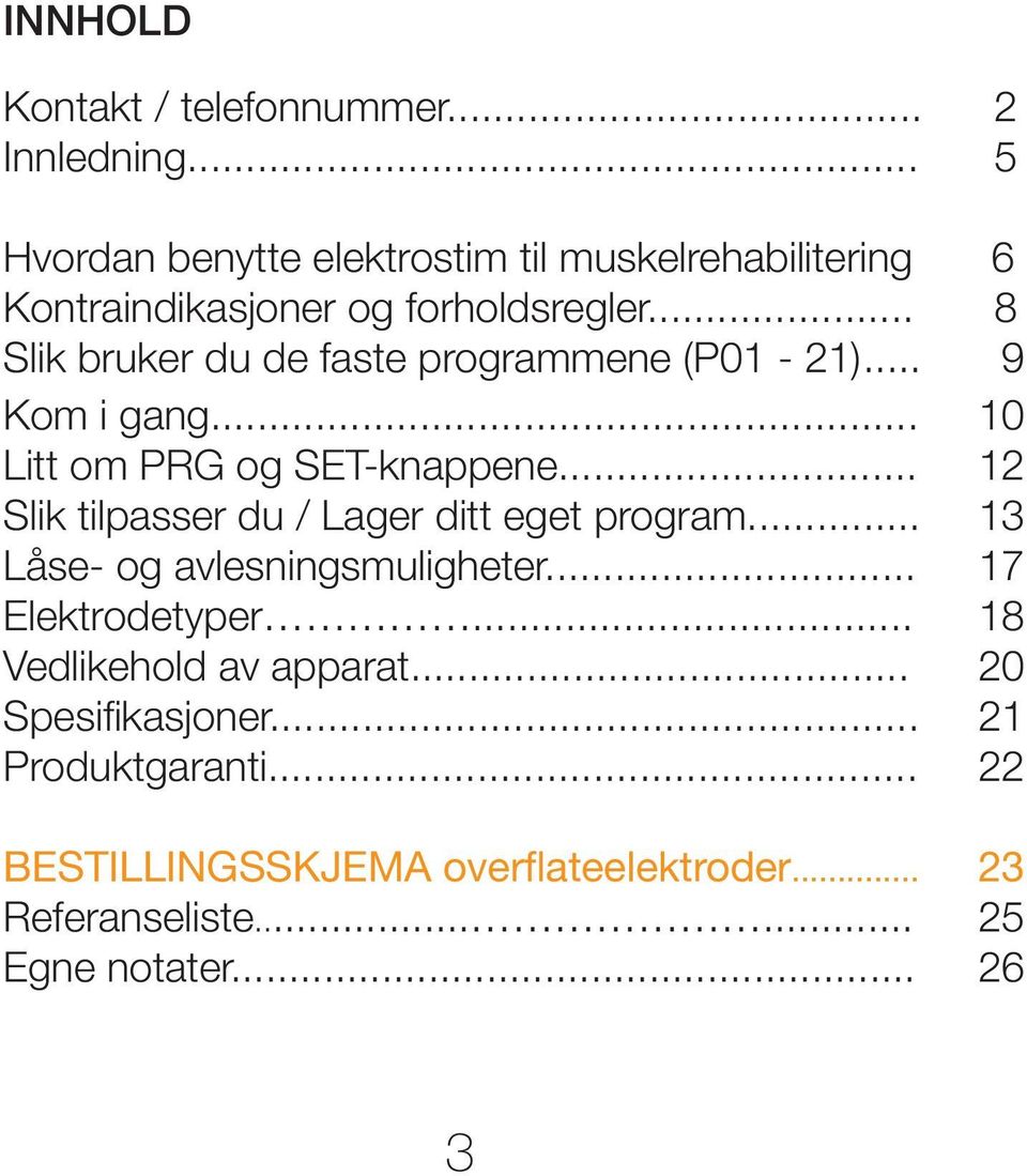 .. 8 Slik bruker du de faste programmene (P01-21)... 9 Kom i gang... 10 Litt om PRG og SET-knappene.