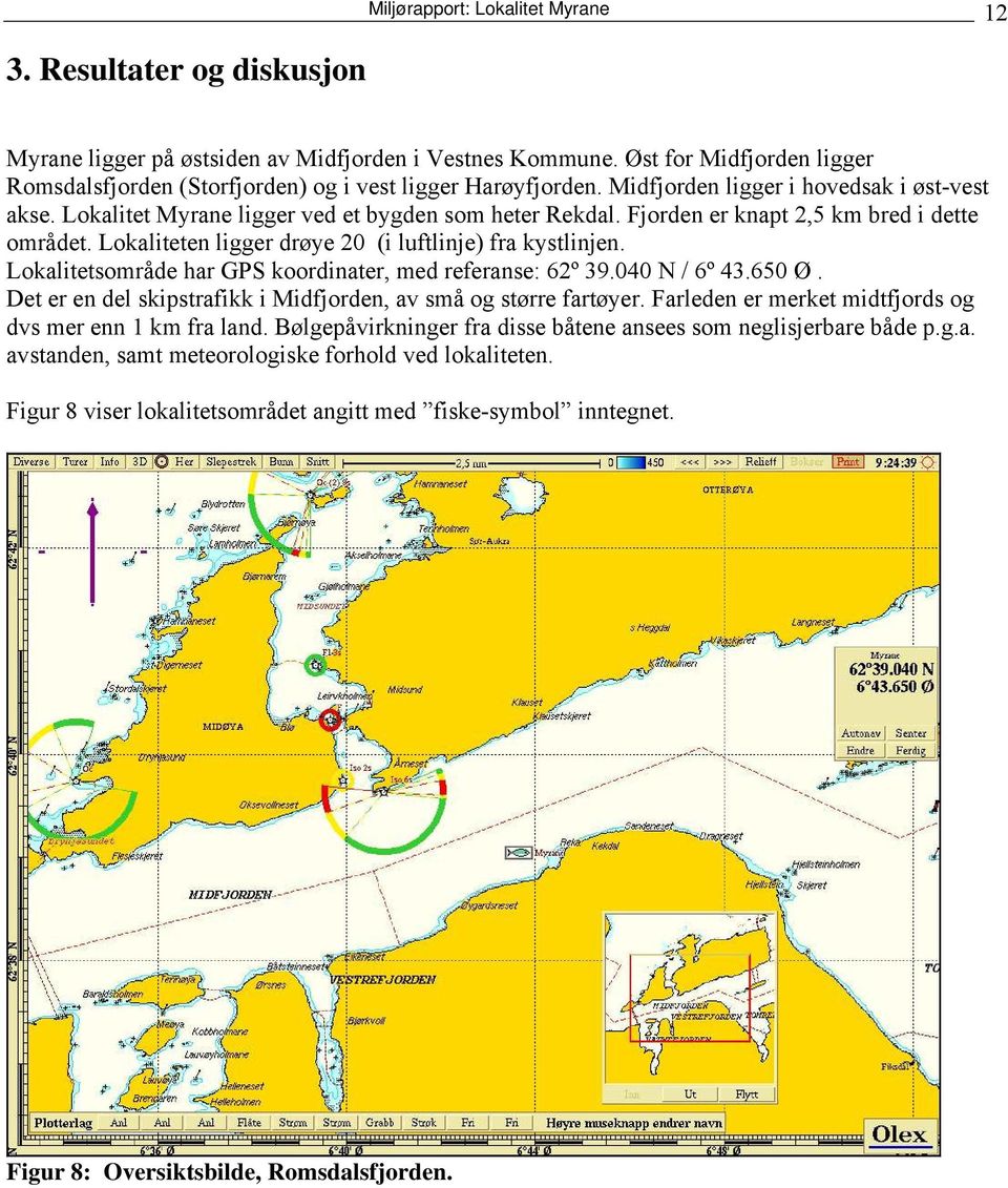 Fjorden er knapt 2,5 km bred i dette området. Lokaliteten ligger drøye 20 (i luftlinje) fra kystlinjen. Lokalitetsområde har GPS koordinater, med referanse: 62º 39.040 N / 6º 43.650 Ø.