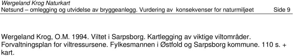 1994. Viltet i Sarpsborg. Kartlegging av viktige viltområder.