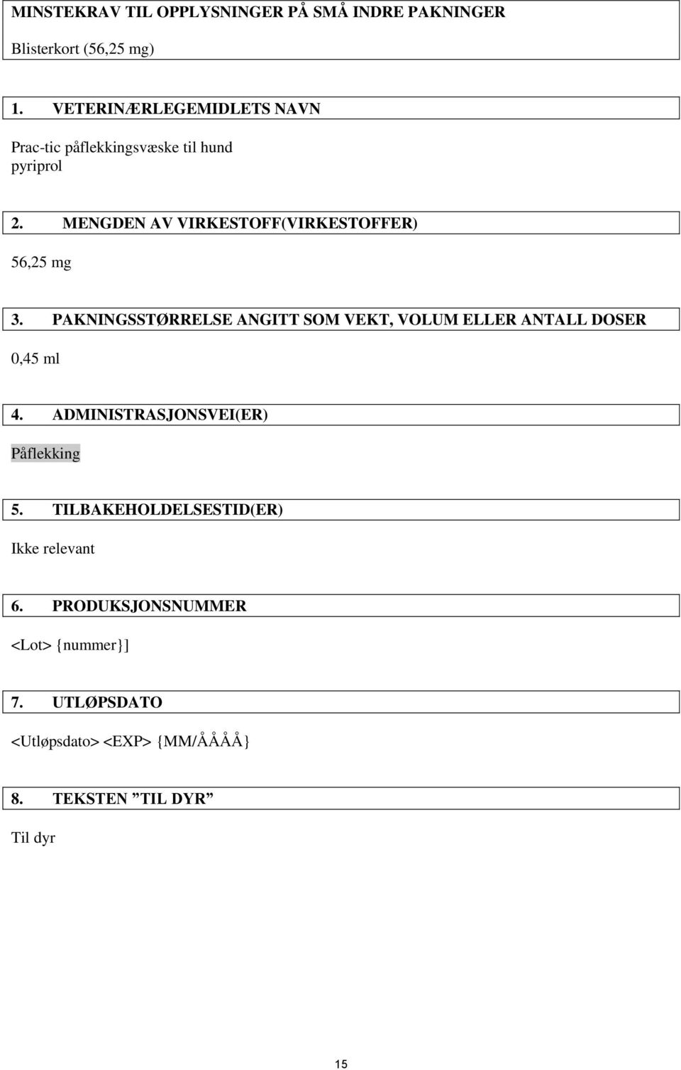 MENGDEN AV VIRKESTOFF(VIRKESTOFFER) 56,25 mg 3.