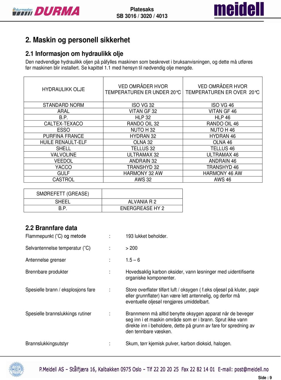 1 med hensyn til nødvendig olje mengde.