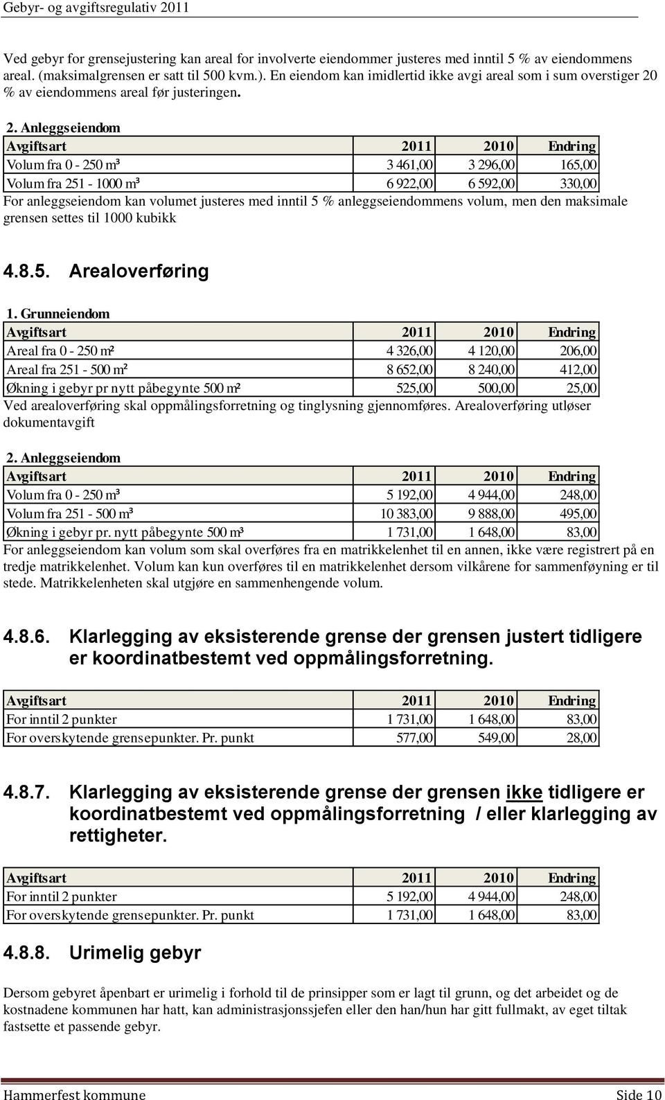 % av eiendommens areal før justeringen. 2.