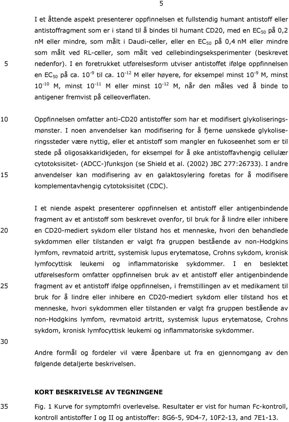 I en foretrukket utførelsesform utviser 5 antistoffet ifølge oppfinnelsen en EC 50 på ca. 10-9 til ca.