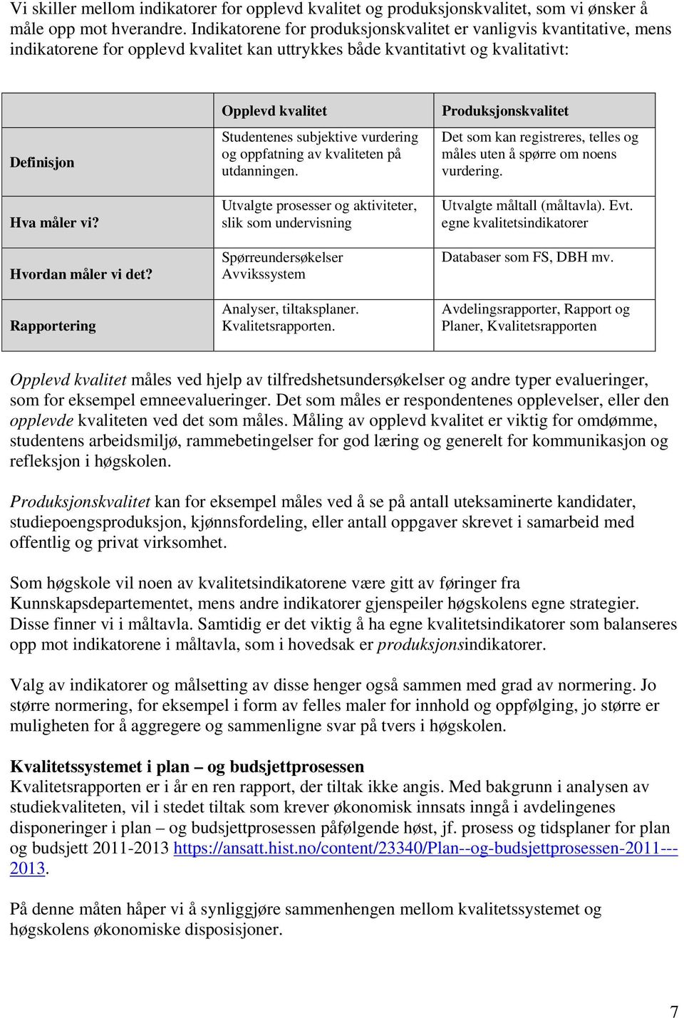 Rapportering Opplevd kvalitet Studentenes subjektive vurdering og oppfatning av kvaliteten på utdanningen.