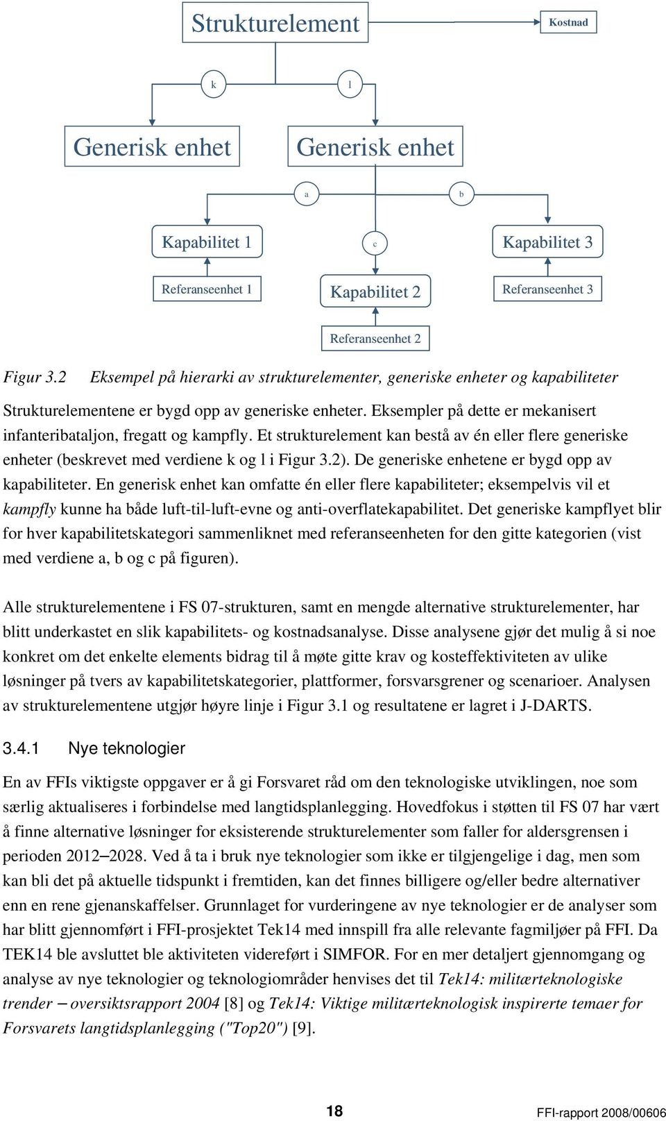 Eksempler på dette er mekanisert infanteribataljon, fregatt og kampfly. Et strukturelement kan bestå av én eller flere generiske enheter (beskrevet med verdiene k og l i Figur 3.2).