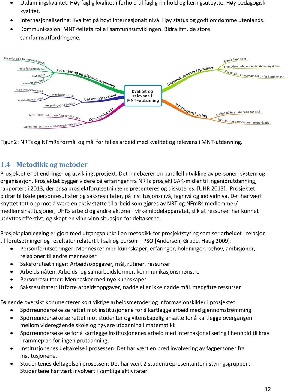 Figur 2: NRTs og NFmRs formål og mål for felles arbeid med kvalitet og relevans i MNT-utdanning. 1.4 Metodikk og metoder Prosjektet er et endrings- og utviklingsprosjekt.