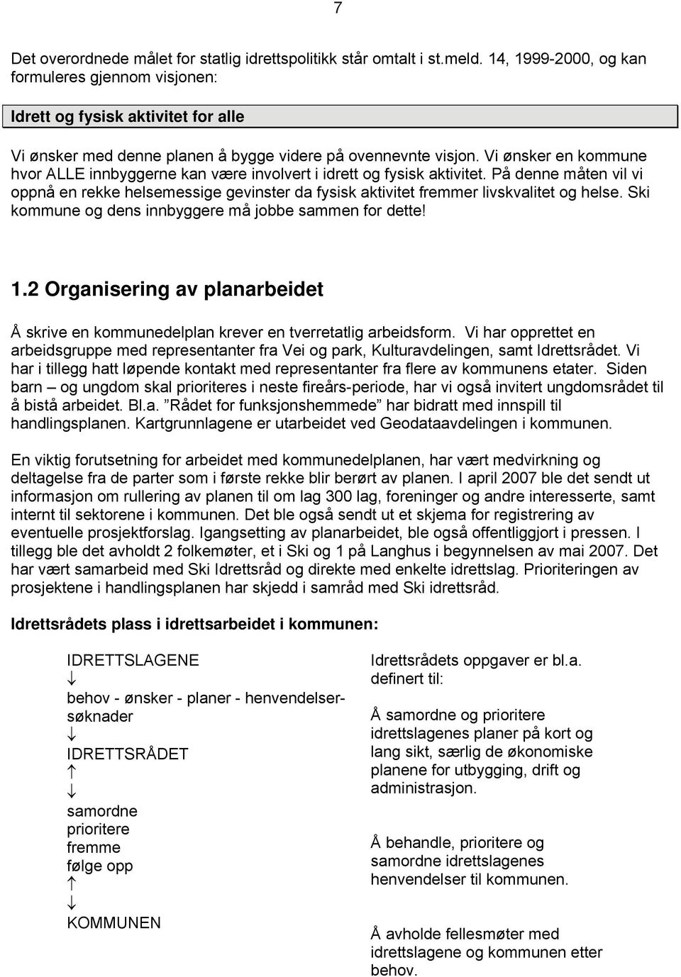 Vi ønsker en kommune hvor ALLE innbyggerne kan være involvert i idrett og fysisk aktivitet.