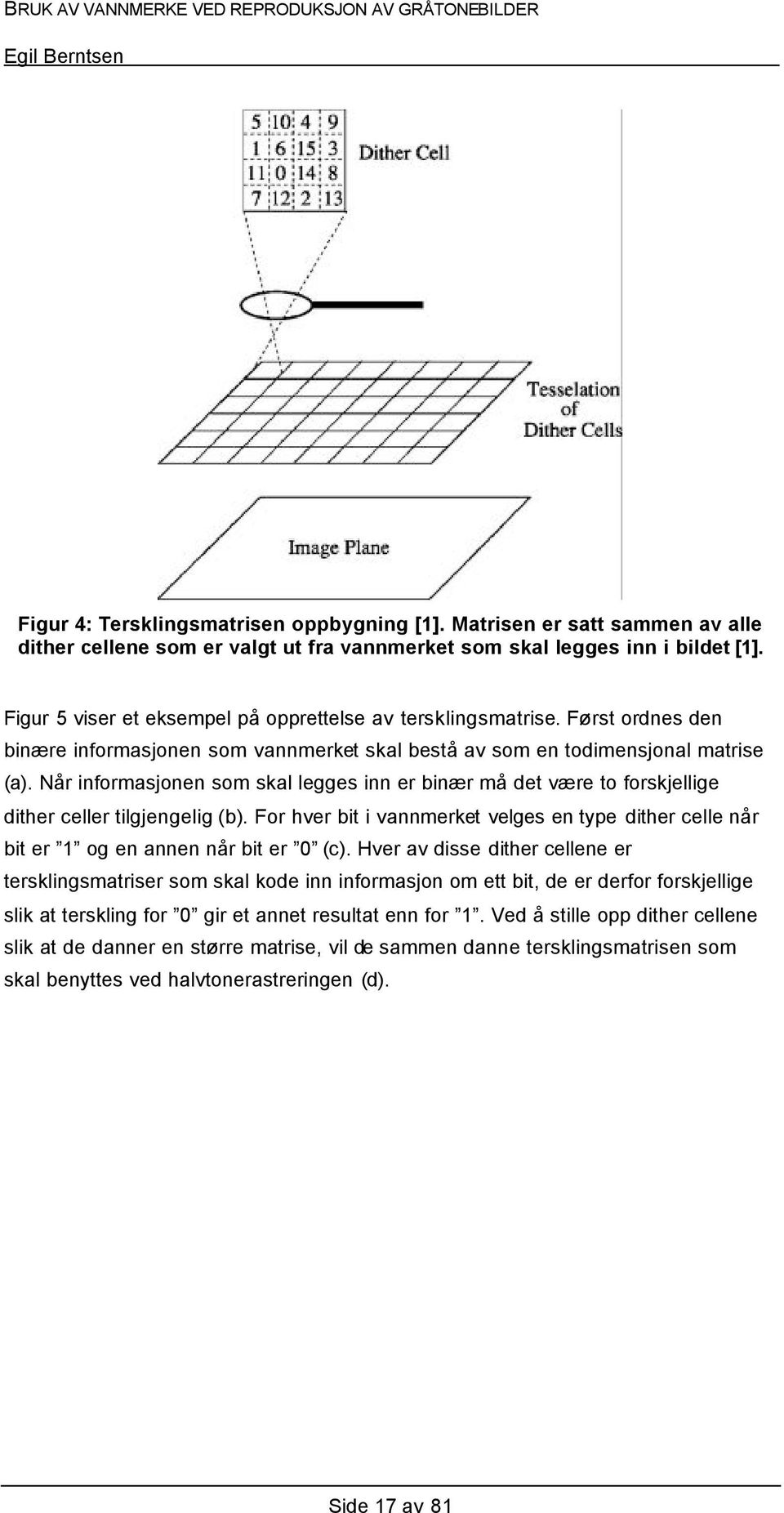 Når informasjonen som skal legges inn er binær må det være to forskjellige dither celler tilgjengelig (b).