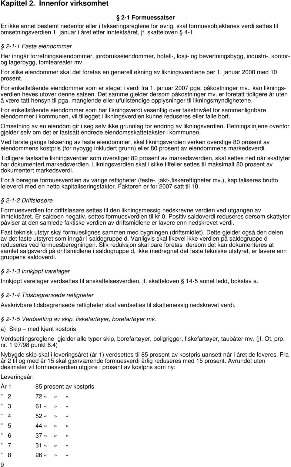 2-1-1 Faste eiendommer Her inngår forretningseiendommer, jordbrukseiendommer, hotell-, losji- og bevertningsbygg, industri-, kontorog lagerbygg, tomtearealer mv.