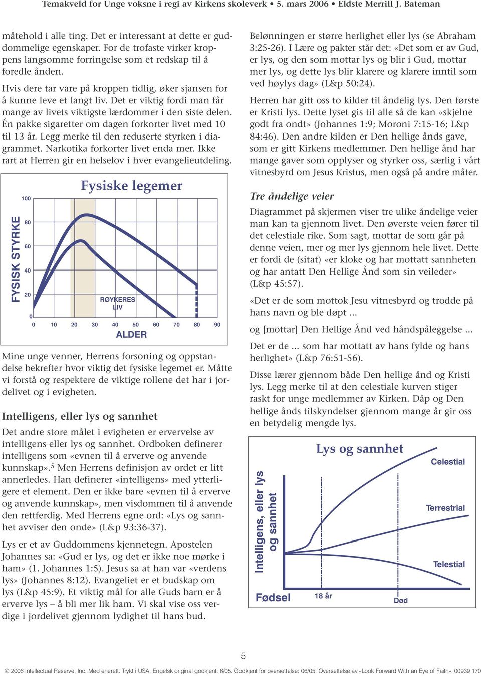 Én pakke sigaretter om dagen forkorter livet med 10 til 13 år. Legg merke til den reduserte styrken i diagrammet. Narkotika forkorter livet enda mer.