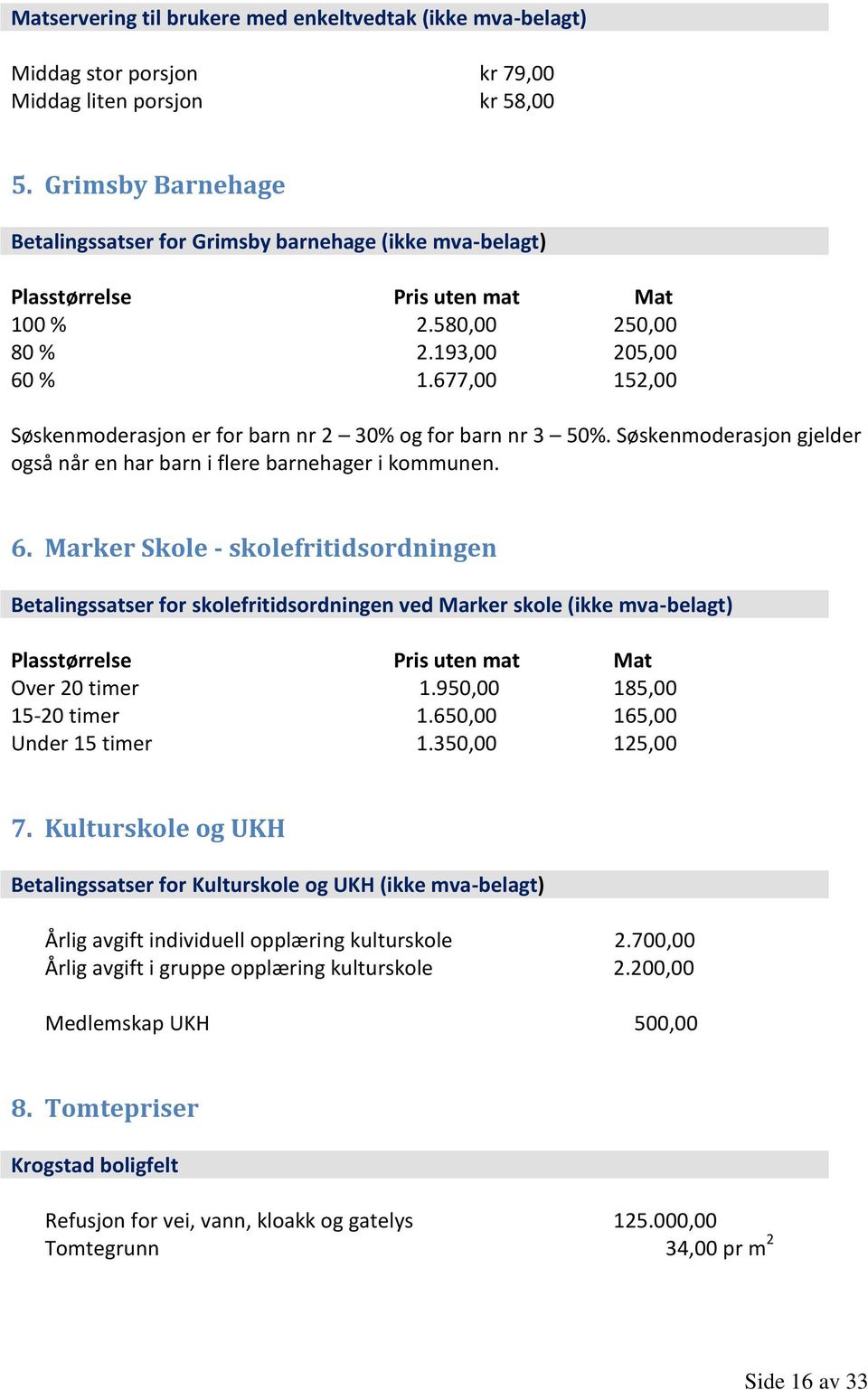 677,00 152,00 Søskenmoderasjon er for barn nr 2 30% og for barn nr 3 50%. Søskenmoderasjon gjelder også når en har barn i flere barnehager i kommunen. 6.