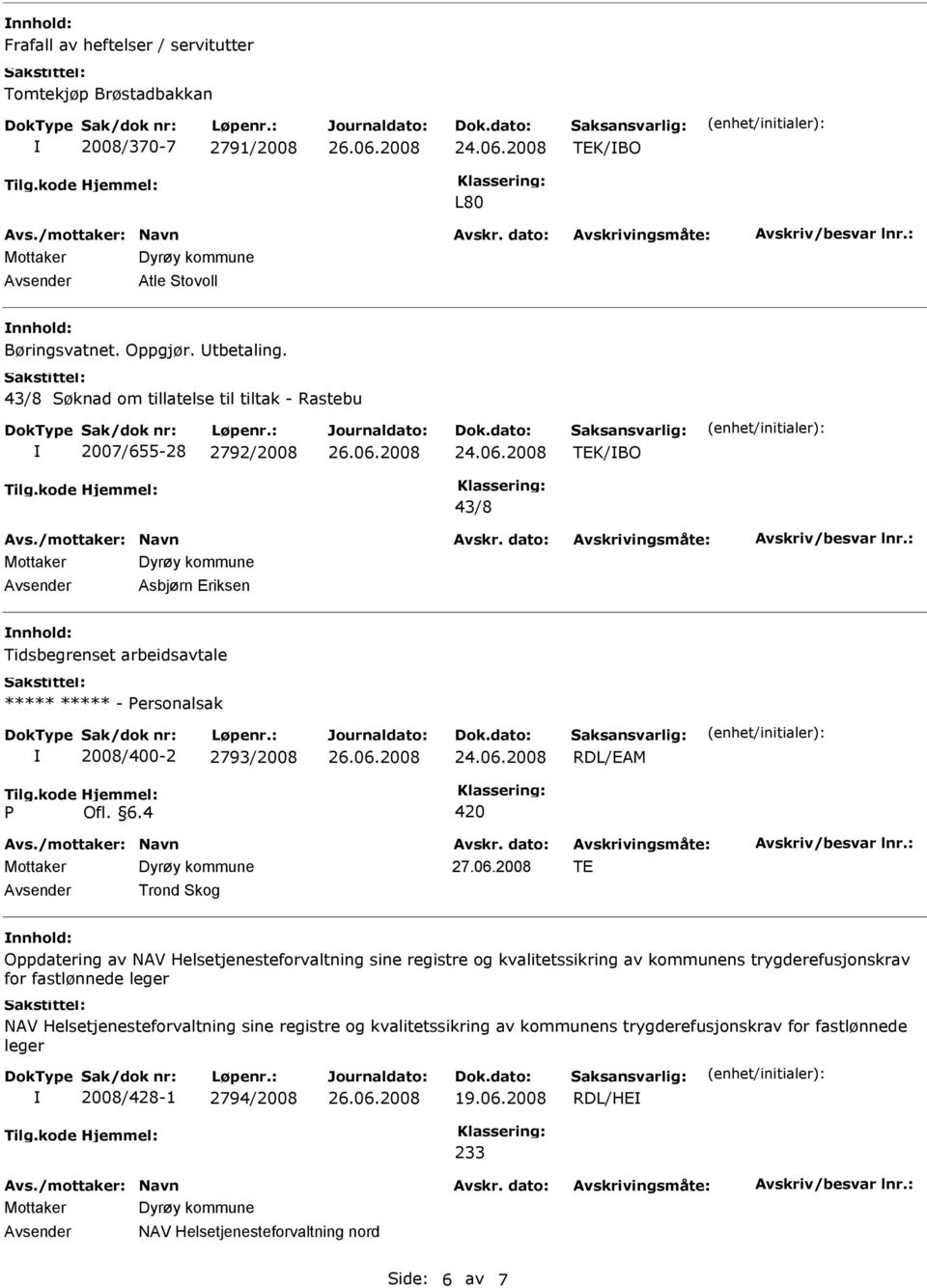 2008 TE Trond Skog Oppdatering av NAV Helsetjenesteforvaltning sine registre og kvalitetssikring av kommunens trygderefusjonskrav for fastlønnede leger NAV