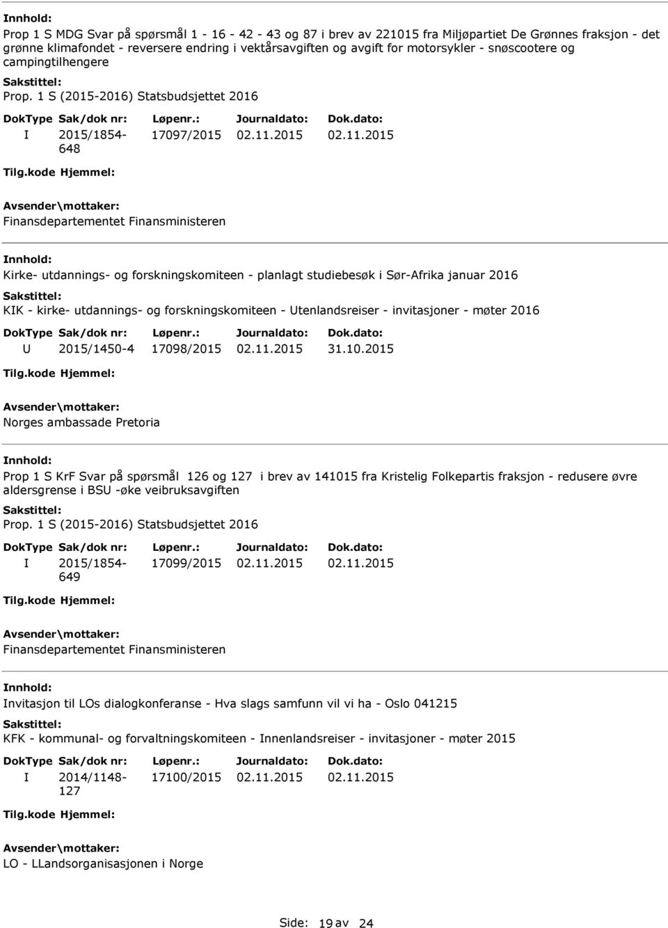 tenlandsreiser - invitasjoner - møter 2016 2015/1450-4 17098/2015 31.10.