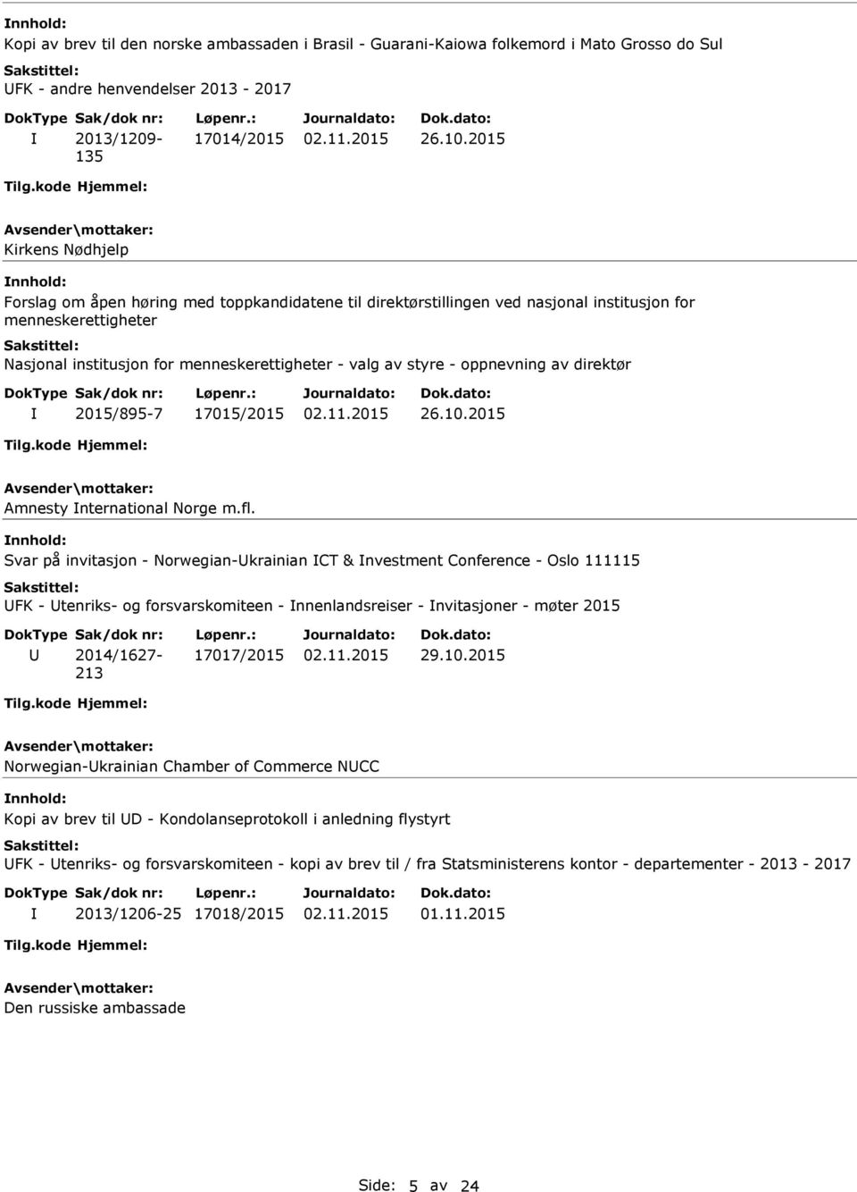 styre - oppnevning av direktør 2015/895-7 17015/2015 26.10.2015 Amnesty nternational Norge m.fl.