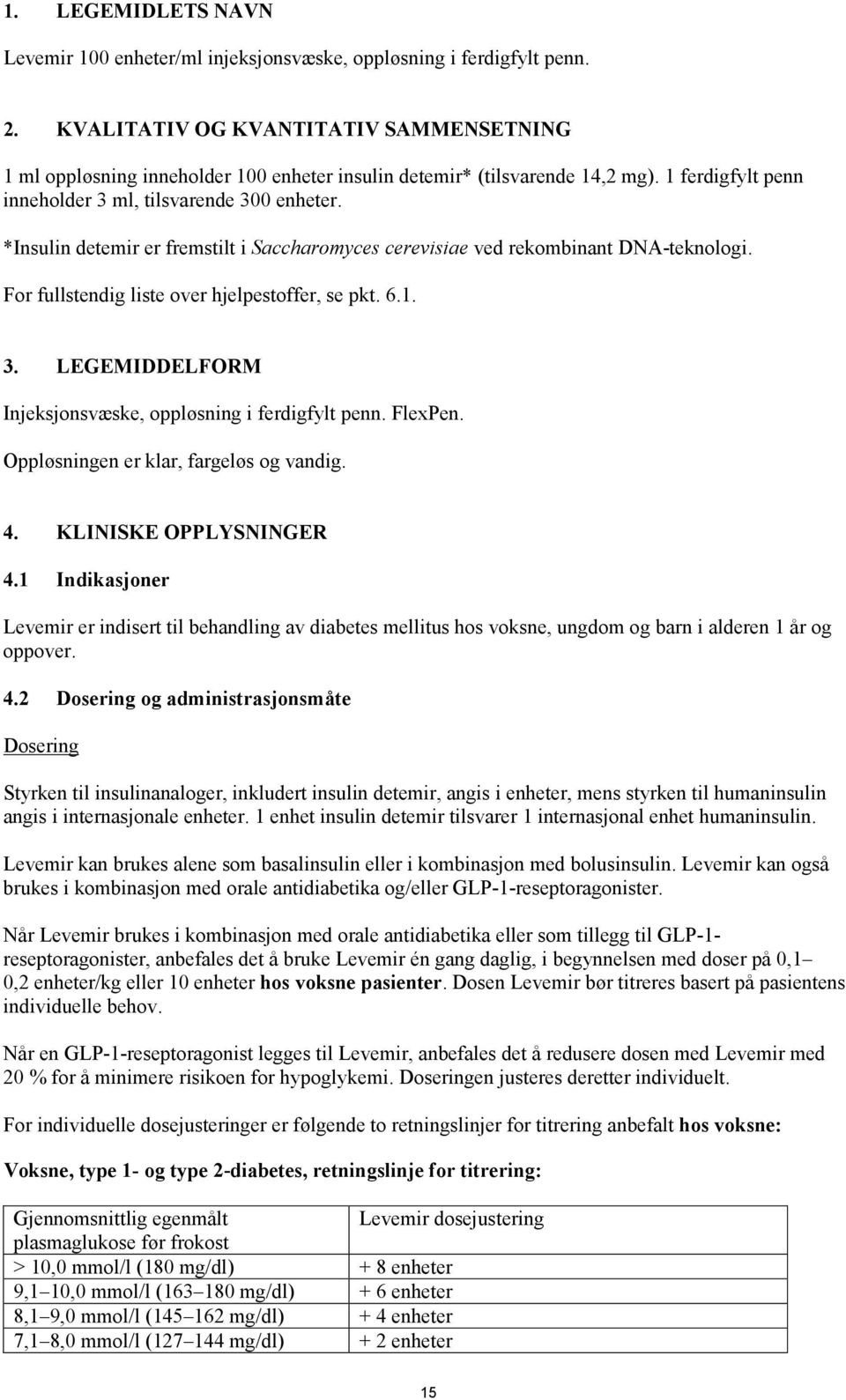 *Insulin detemir er fremstilt i Saccharomyces cerevisiae ved rekombinant DNA-teknologi. For fullstendig liste over hjelpestoffer, se pkt. 6.1. 3.