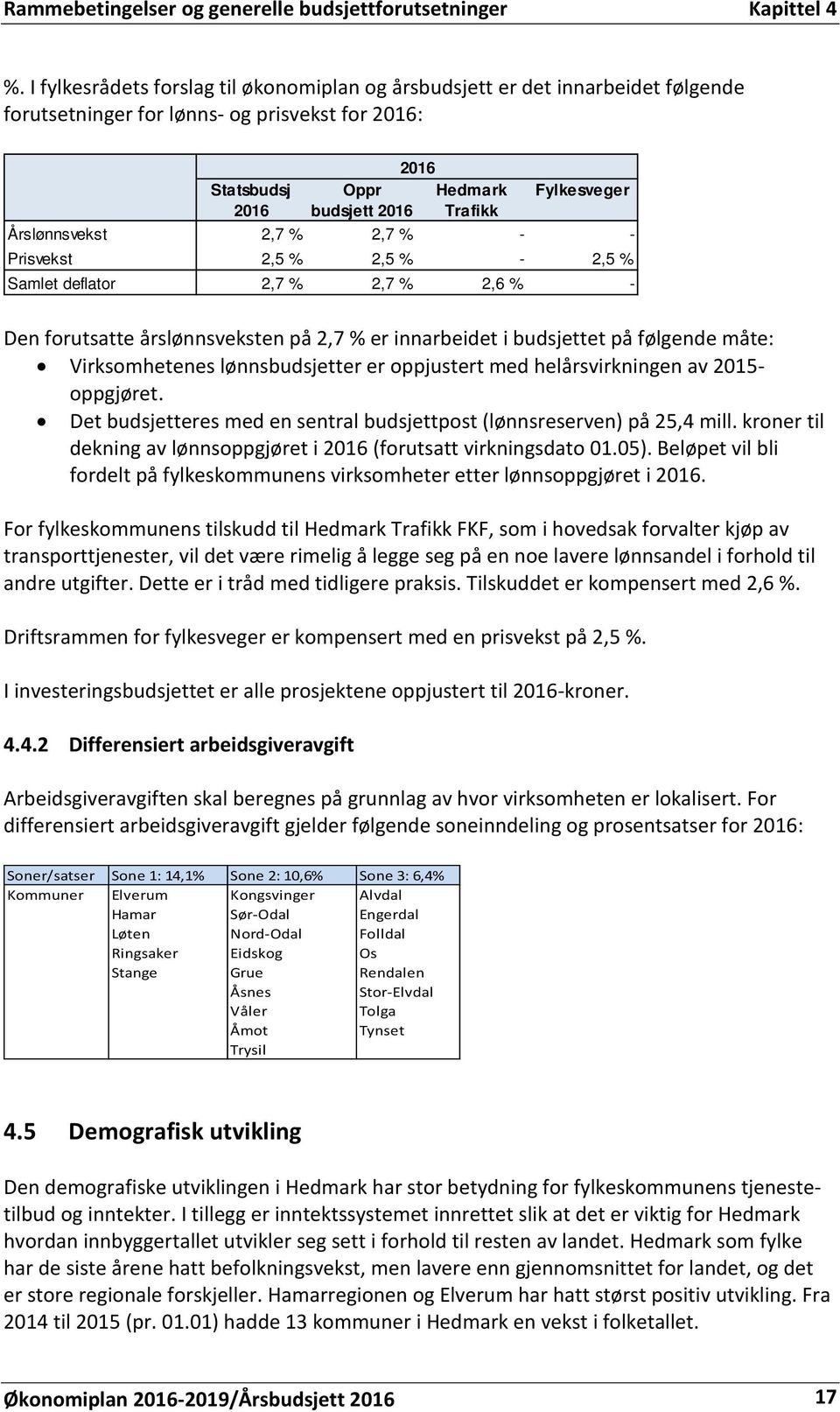 Årslønnsvekst 2,7 % 2,7 % - - Prisvekst 2,5 % 2,5 % - 2,5 % Samlet deflator 2,7 % 2,7 % 2,6 % - Den forutsatte årslønnsveksten på 2,7 % er innarbeidet i budsjettet på følgende måte: Virksomhetenes