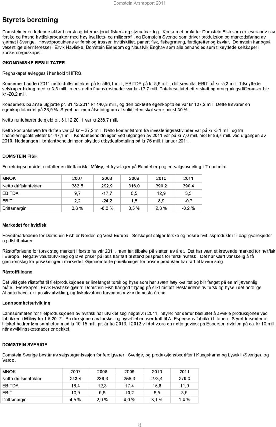 Sverige. Hovedproduktene er fersk og frossen hvitfiskfilet, panert fisk, fiskegrateng, ferdigretter og kaviar.