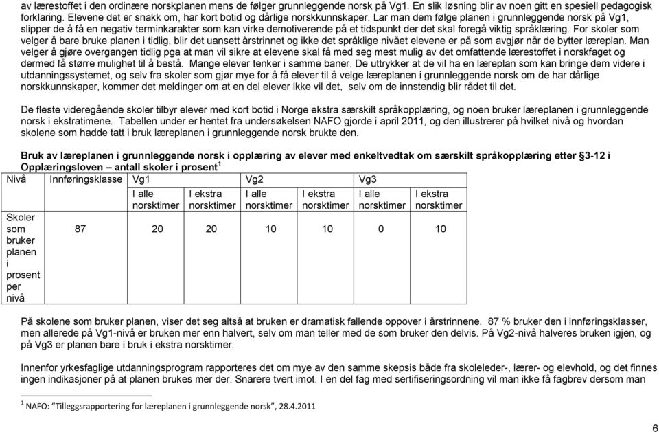 Lar man dem følge planen i grunnleggende norsk på Vg1, slipper de å få en negativ terminkarakter som kan virke demotiverende på et tidspunkt der det skal foregå viktig språklæring.