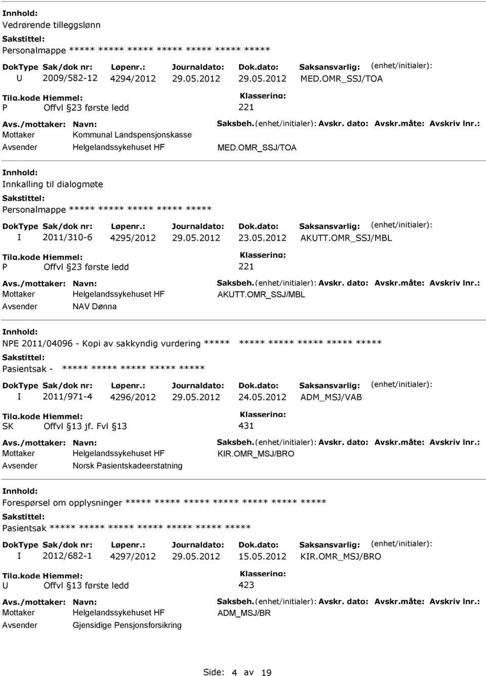 2012 AKTT.OMR_SSJ/MBL Avs./mottaker: Navn: Saksbeh. Avskr. dato: Avskr.måte: Avskriv lnr.: AKTT.