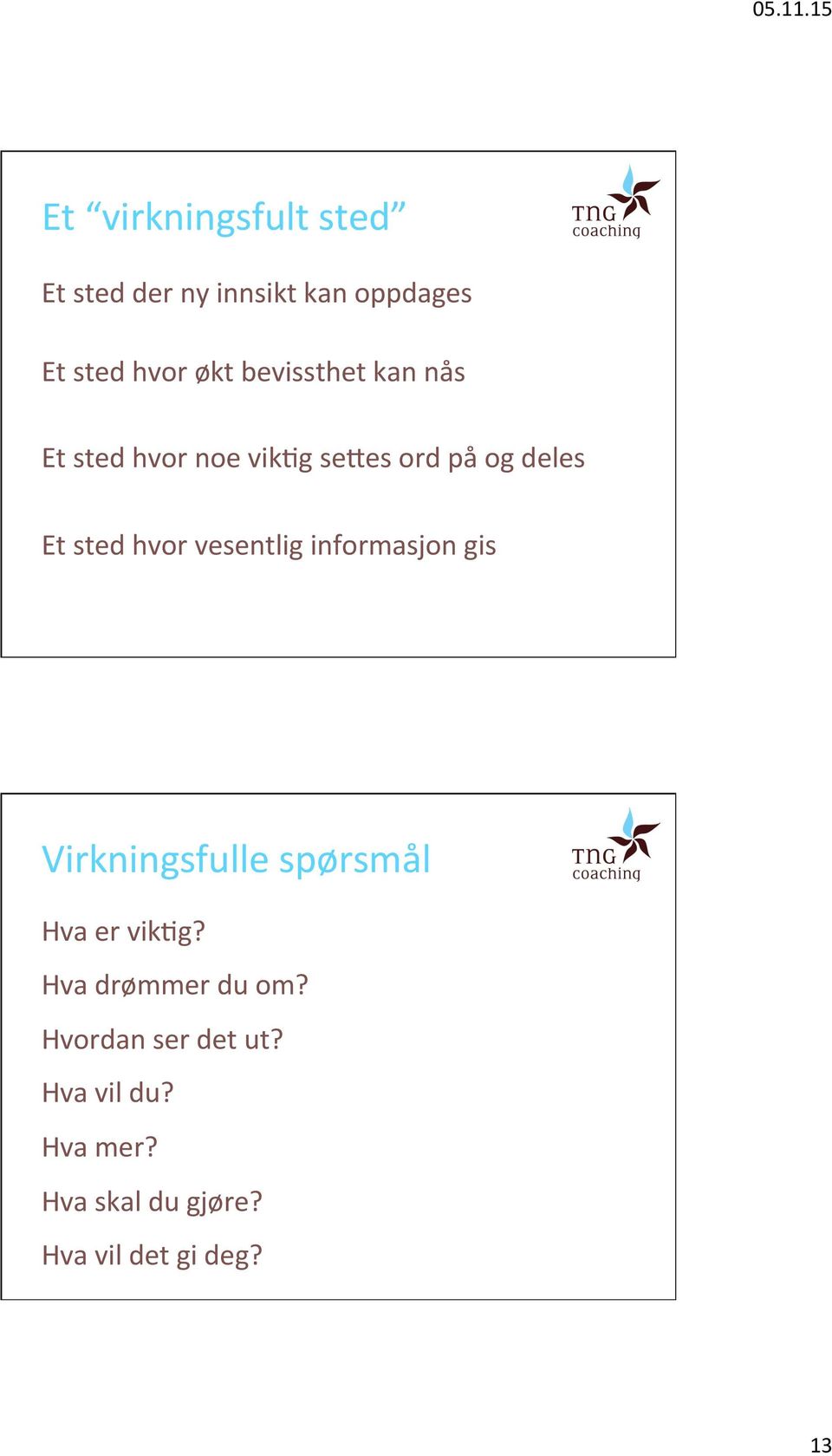 vesentlig informasjon gis Virkningsfulle spørsmål Hva er vikgg?