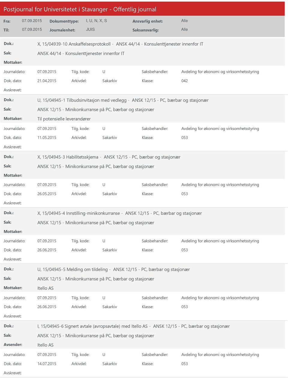 2015 Arkivdel: Sakarkiv 042, 15/04945-1 Tilbudsinvitasjon med vedlegg - ANSK 12/15 - PC, bærbar og stasjonær ANSK 12/15 - Minikonkurranse på PC, bærbar og stasjonær Til potensielle leverandører Dok.