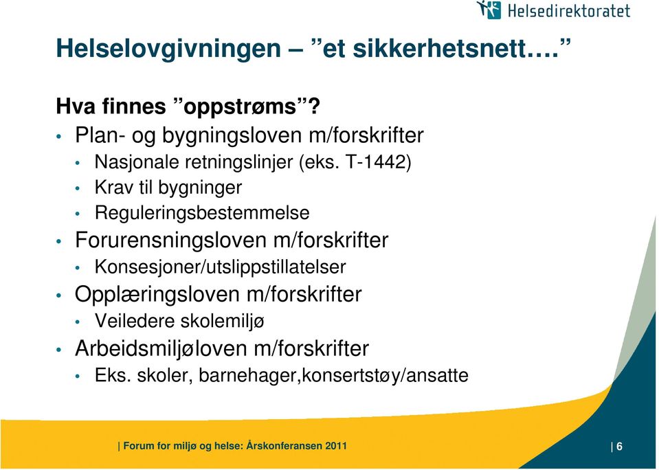 T-1442) Krav til bygninger Reguleringsbestemmelse Forurensningsloven m/forskrifter