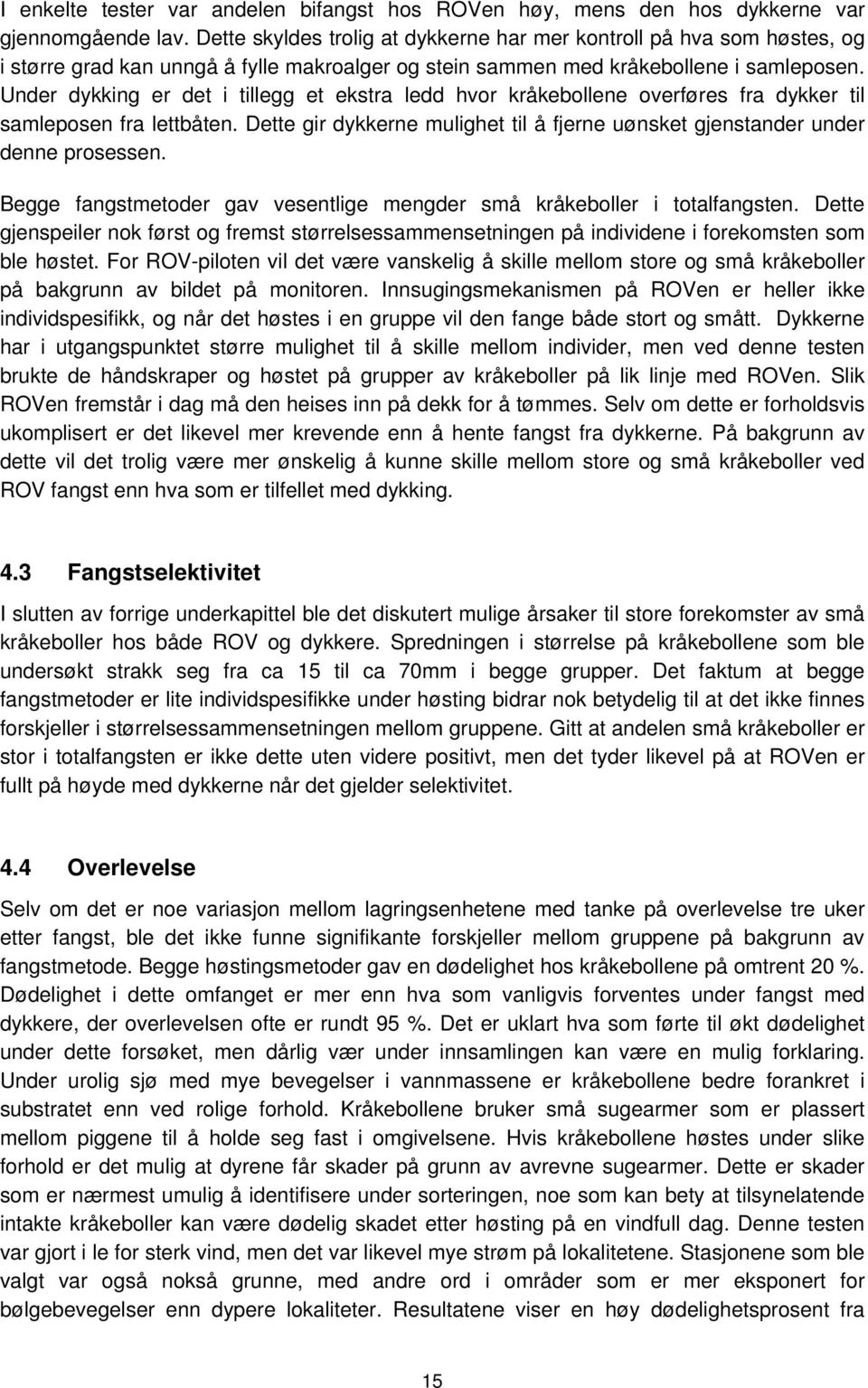 Under dykking er det i tillegg et ekstra ledd hvor kråkebollene overføres fra dykker til samleposen fra lettbåten. Dette gir dykkerne mulighet til å fjerne uønsket gjenstander under denne prosessen.