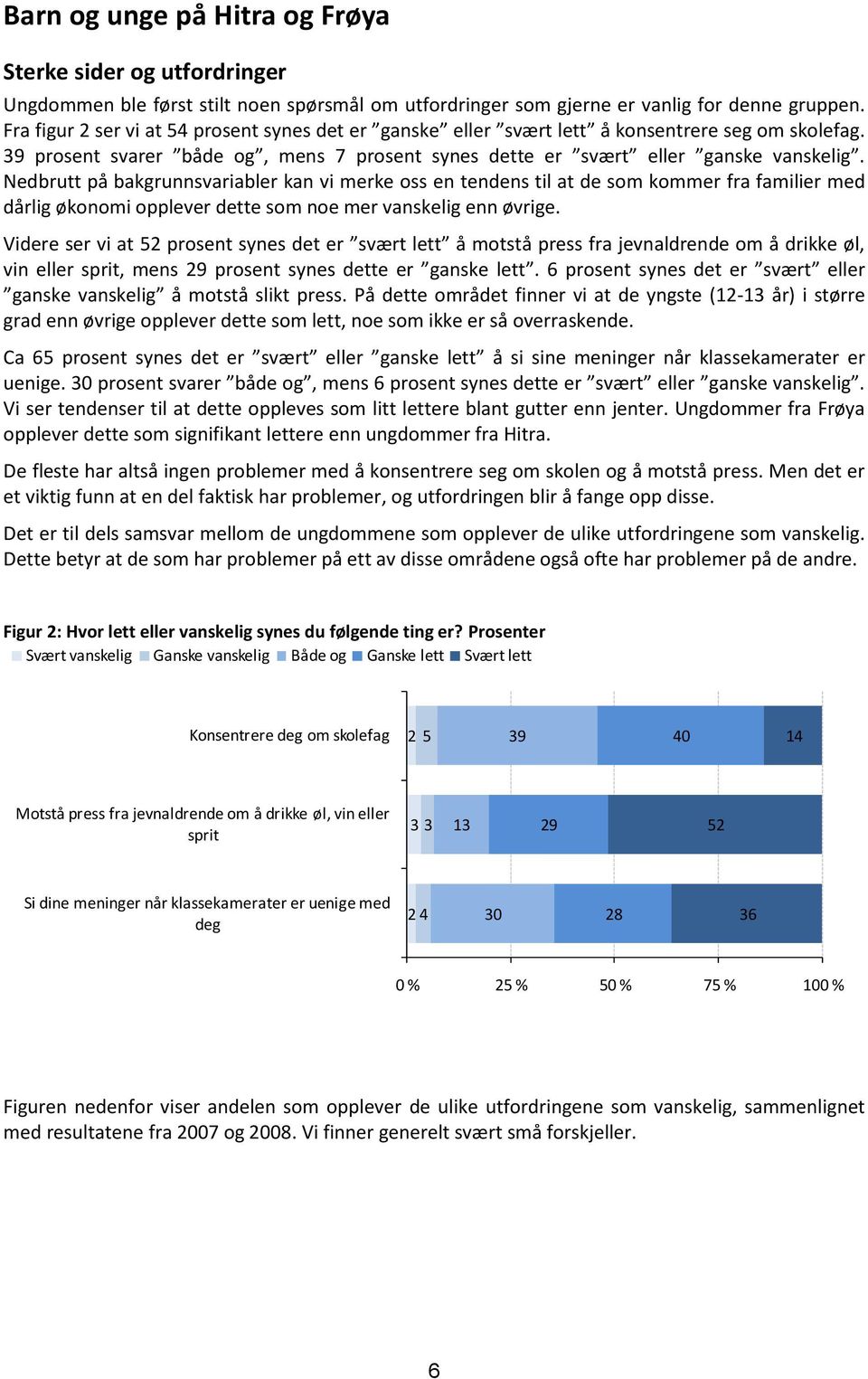 Nedbrutt på bakgrunnsvariabler kan vi merke oss en tendens til at de som kommer fra familier med dårlig økonomi opplever dette som noe mer vanskelig enn øvrige.