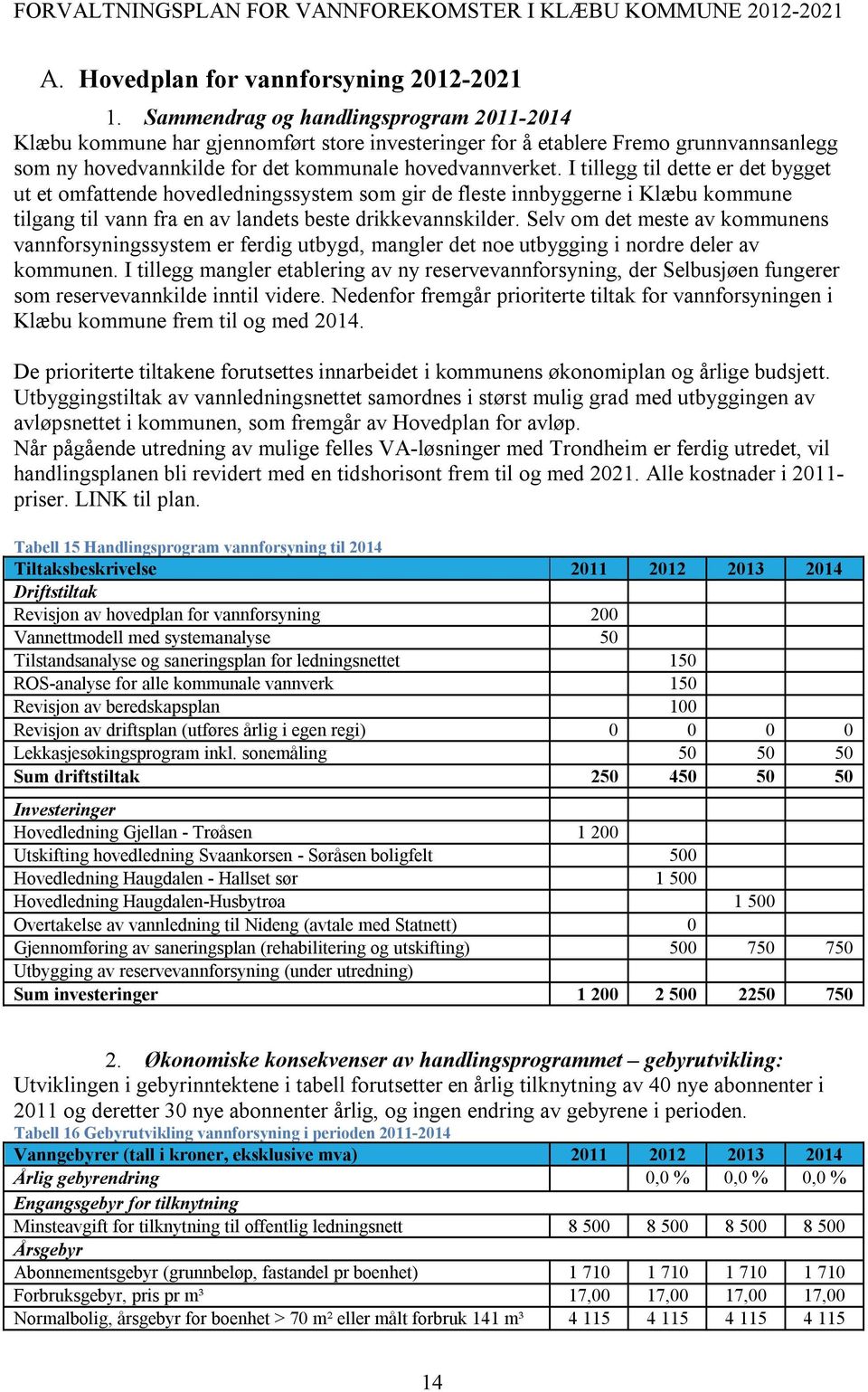 I tillegg til dette er det bygget ut et omfattende hovedledningssystem som gir de fleste innbyggerne i Klæbu kommune tilgang til vann fra en av landets beste drikkevannskilder.