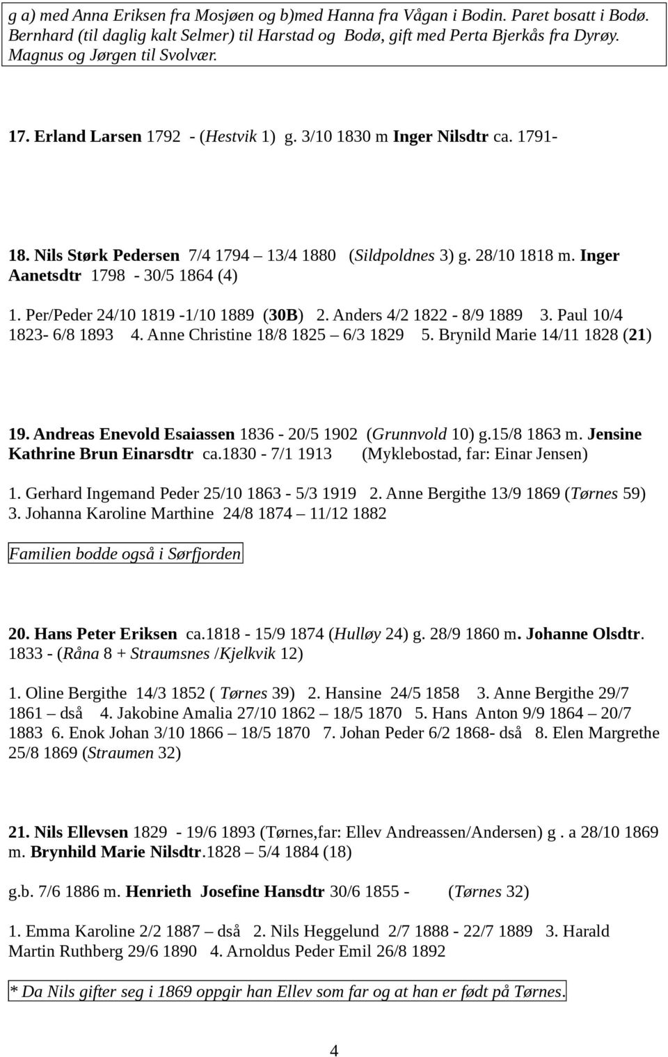 Inger Aanetsdtr 1798-30/5 1864 (4) 1. Per/Peder 24/10 1819-1/10 1889 (30B) 2. Anders 4/2 1822-8/9 1889 3. Paul 10/4 1823-6/8 1893 4. Anne Christine 18/8 1825 6/3 1829 5.