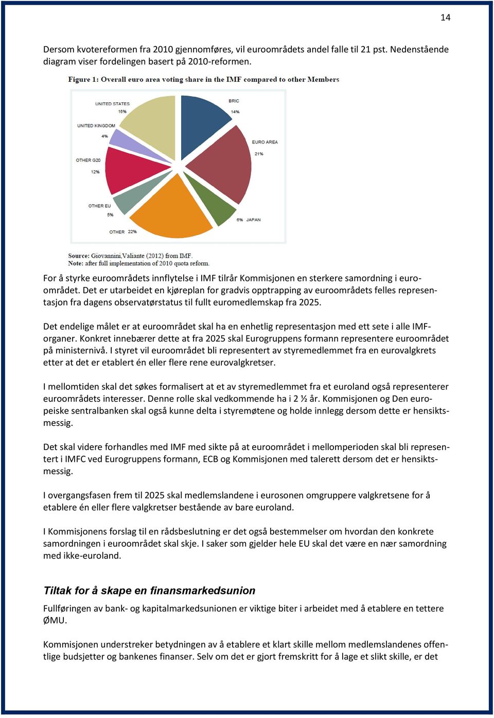 Det er utarbeidet en kjøreplan for gradvis opptrapping av euroområdets felles representasjon fra dagens observatørstatus til fullt euromedlemskap fra 2025.