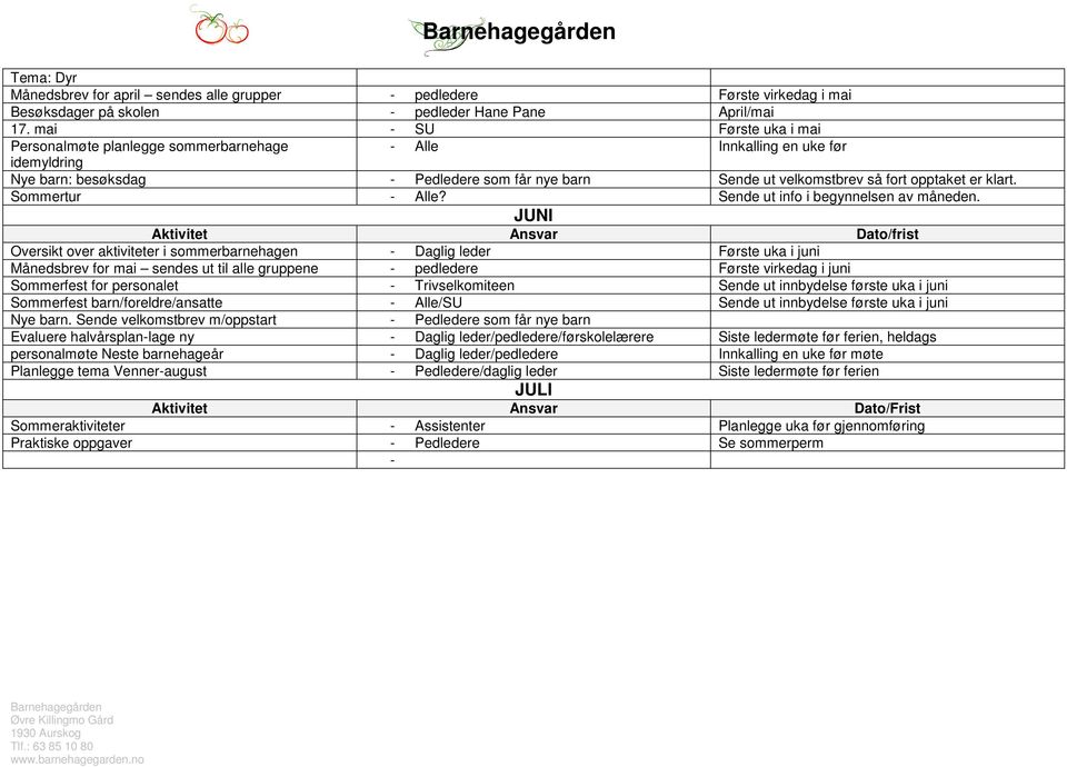 Sommertur - Alle? Sende ut info i begynnelsen av måneden.