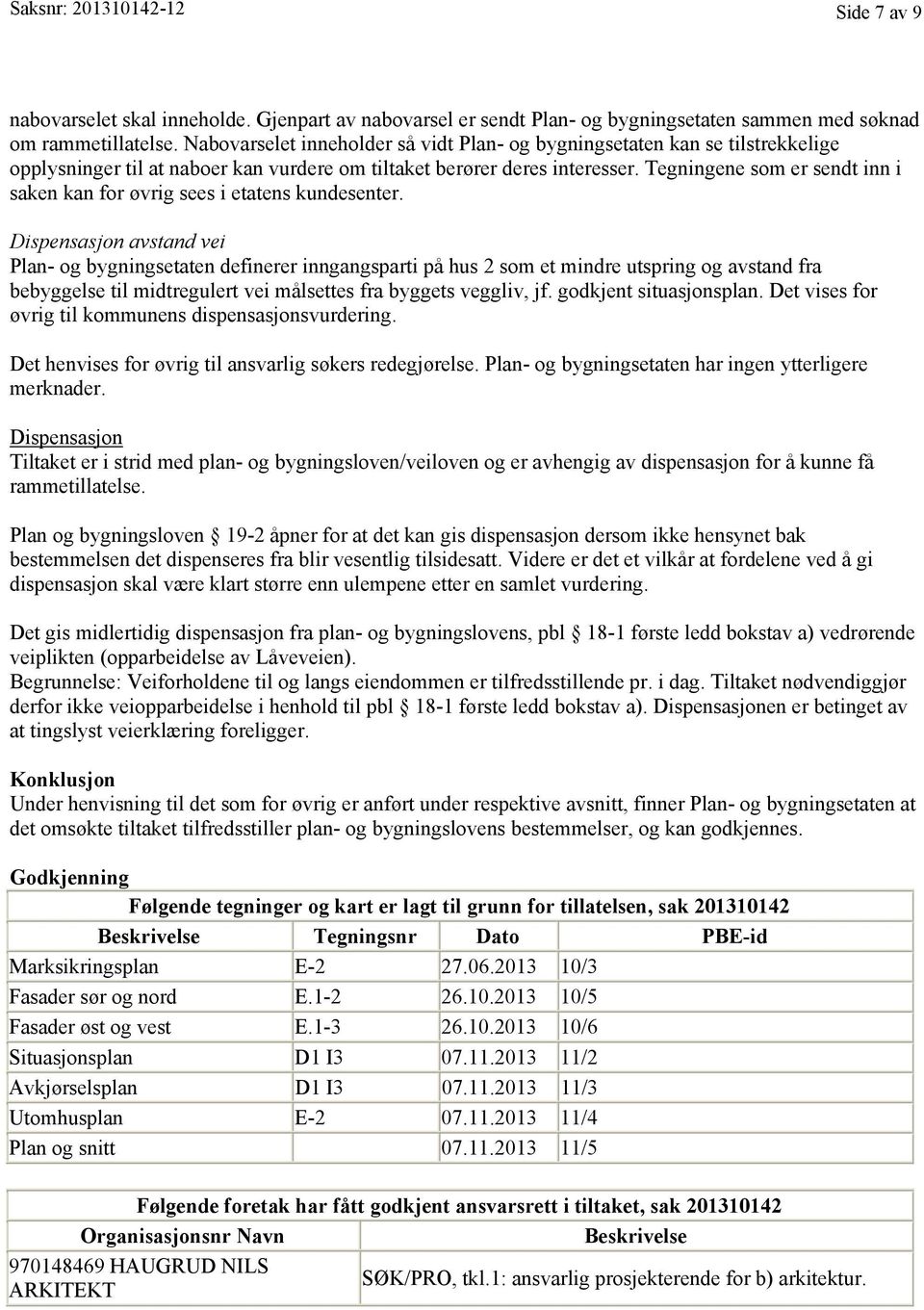 Tegningene som er sendt inn i saken kan for øvrig sees i etatens kundesenter.