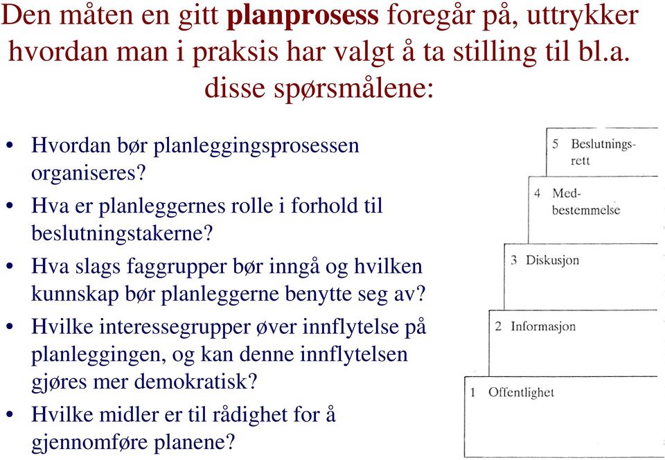 Hva slags faggrupper bør inngå og hvilken kunnskap bør planleggerne benytte seg av?