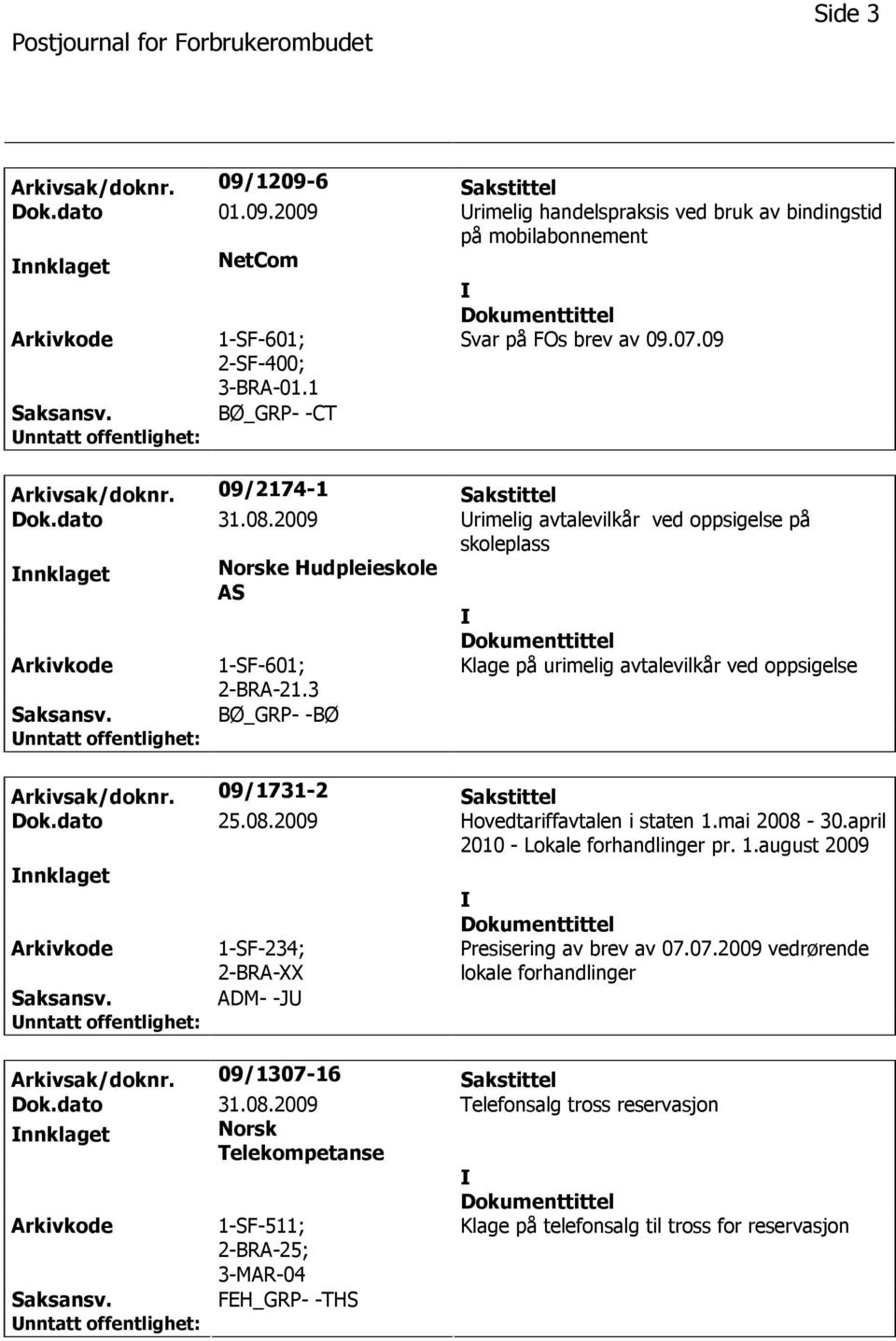 2009 rimelig avtalevilkår ved oppsigelse på skoleplass nnklaget Norske Hudpleieskole AS Arkivkode 1-SF-601; 2-BRA-21.3 Klage på urimelig avtalevilkår ved oppsigelse Saksansv.