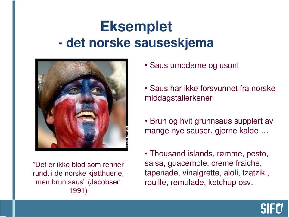 blod som renner rundt i de norske kjøtthuene, men brun saus (Jacobsen 1991) Thousand islands, rømme,