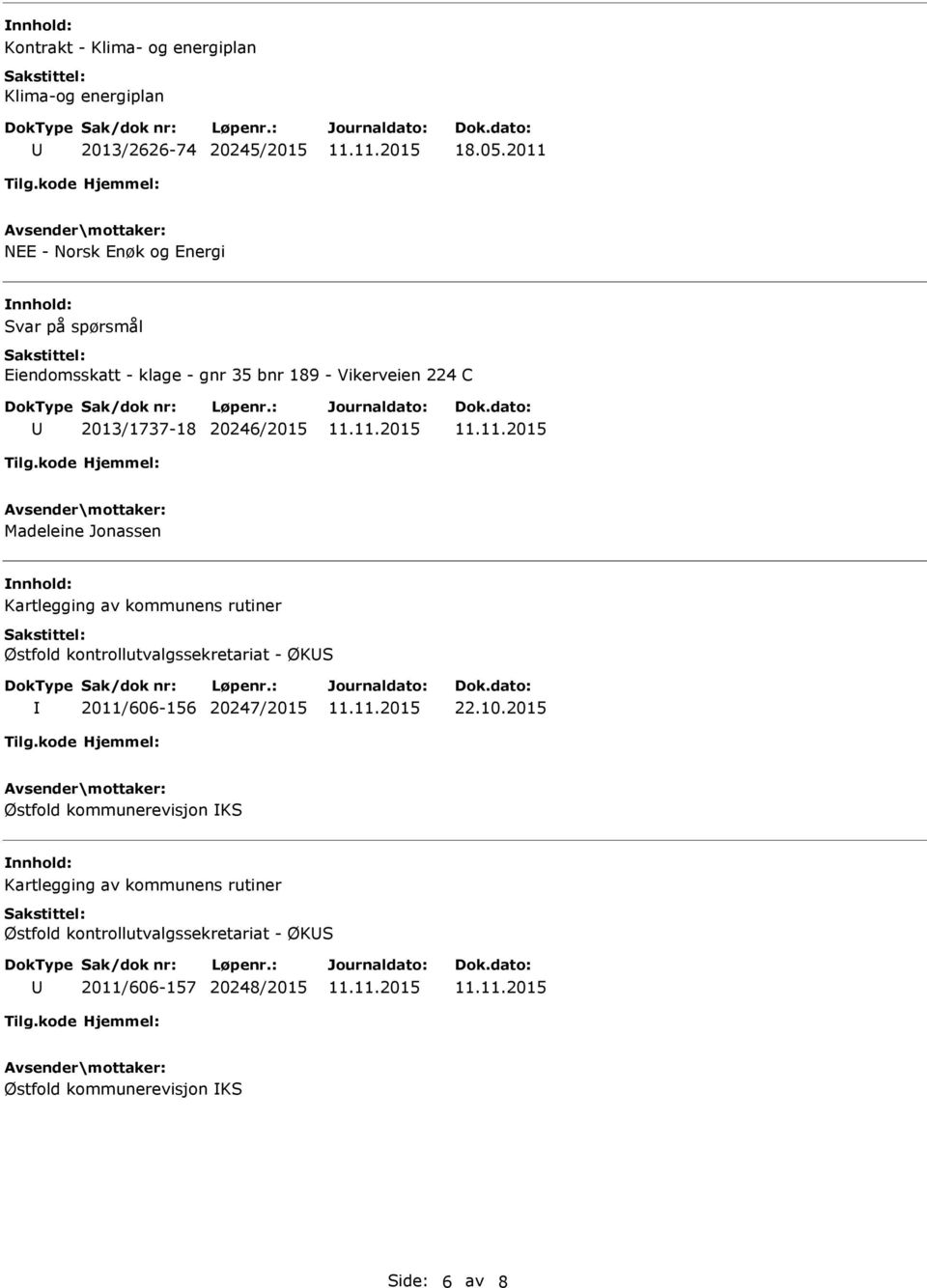 20246/2015 Madeleine Jonassen Kartlegging av kommunens rutiner Østfold kontrollutvalgssekretariat - ØKS 2011/606-156