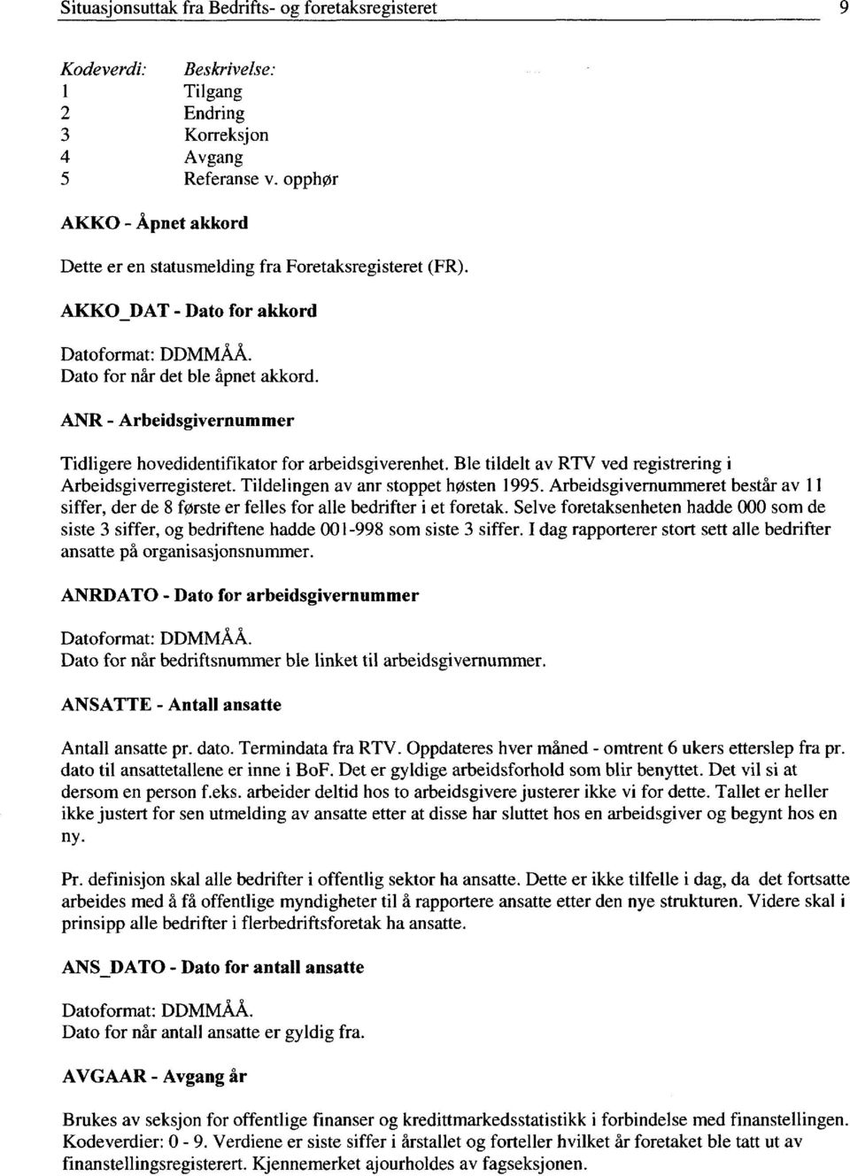 Ble tildelt av RTV ved registrering i Arbeidsgiverregisteret. Tildelingen av anr stoppet høsten 1995.