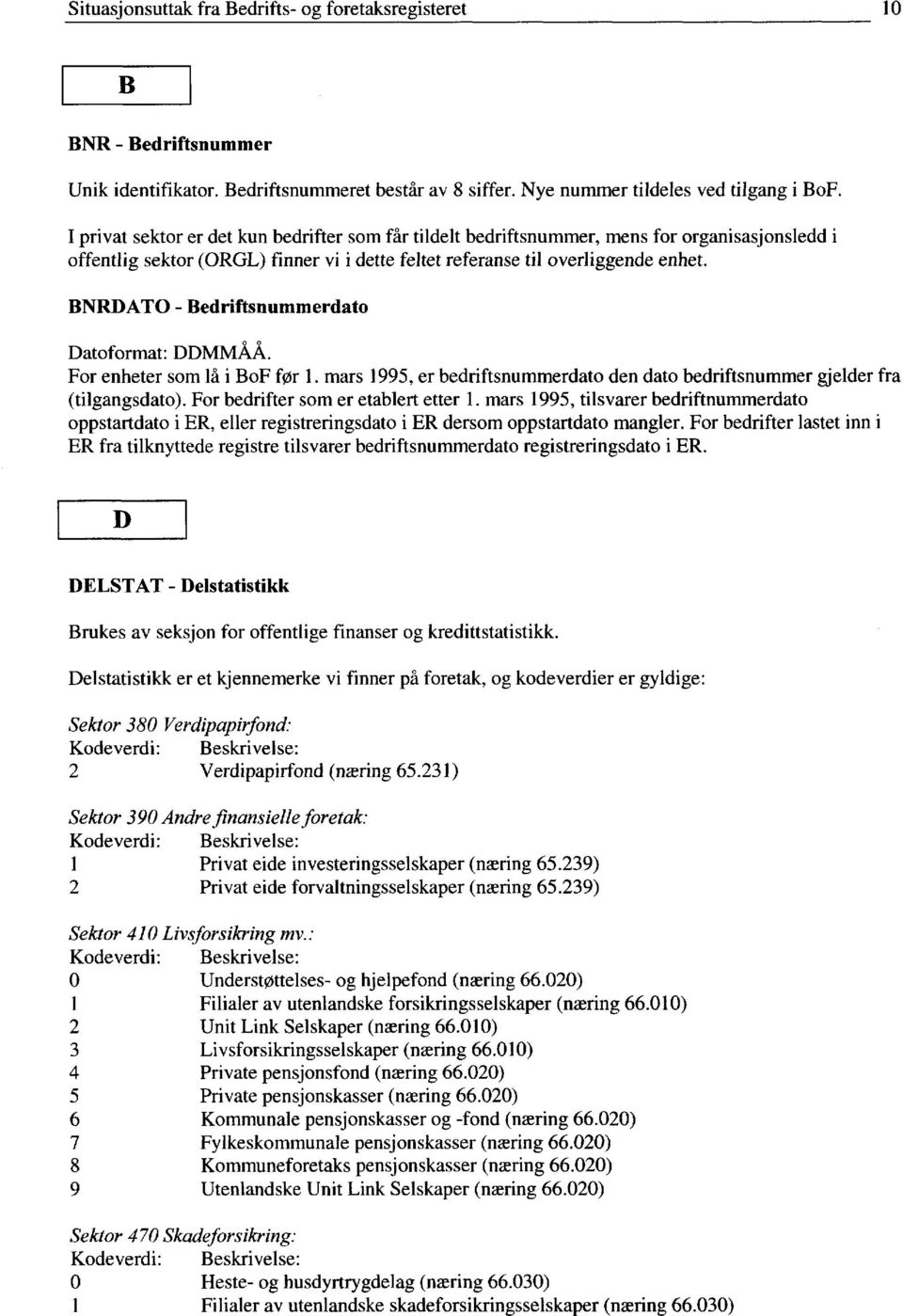 BNRDATO - Bedriftsnummerdato Datoformat: DDMMÅÅ. For enheter som lå i BoF før 1. mars 1995, er bedriftsnummerdato den dato bedriftsnummer gjelder fra (tilgangsdato).