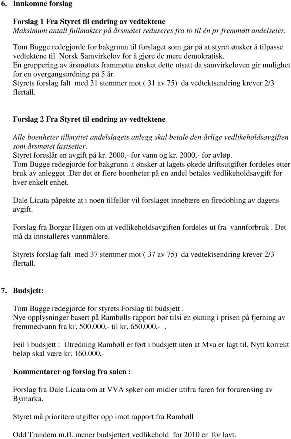 En gruppering av årsmøtets frammøtte ønsket dette utsatt da samvirkeloven gir mulighet for en overgangsordning på 5 år.