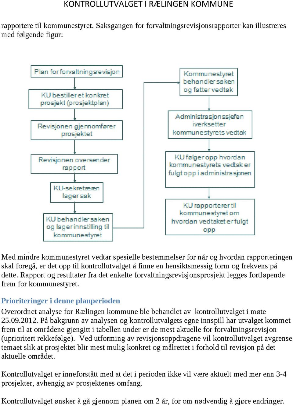 kontrollutvalget å finne en hensiktsmessig form og frekvens på dette. Rapport og resultater fra det enkelte forvaltningsrevisjonsprosjekt legges fortløpende frem for kommunestyret.