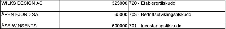 Etablerertilskudd 65000 703 -