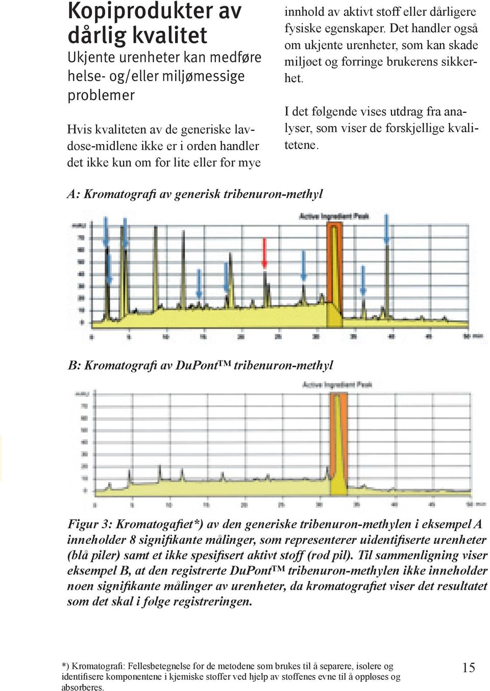 I det følgende vises utdrag fra analyser, som viser de forskjellige kvalitetene.