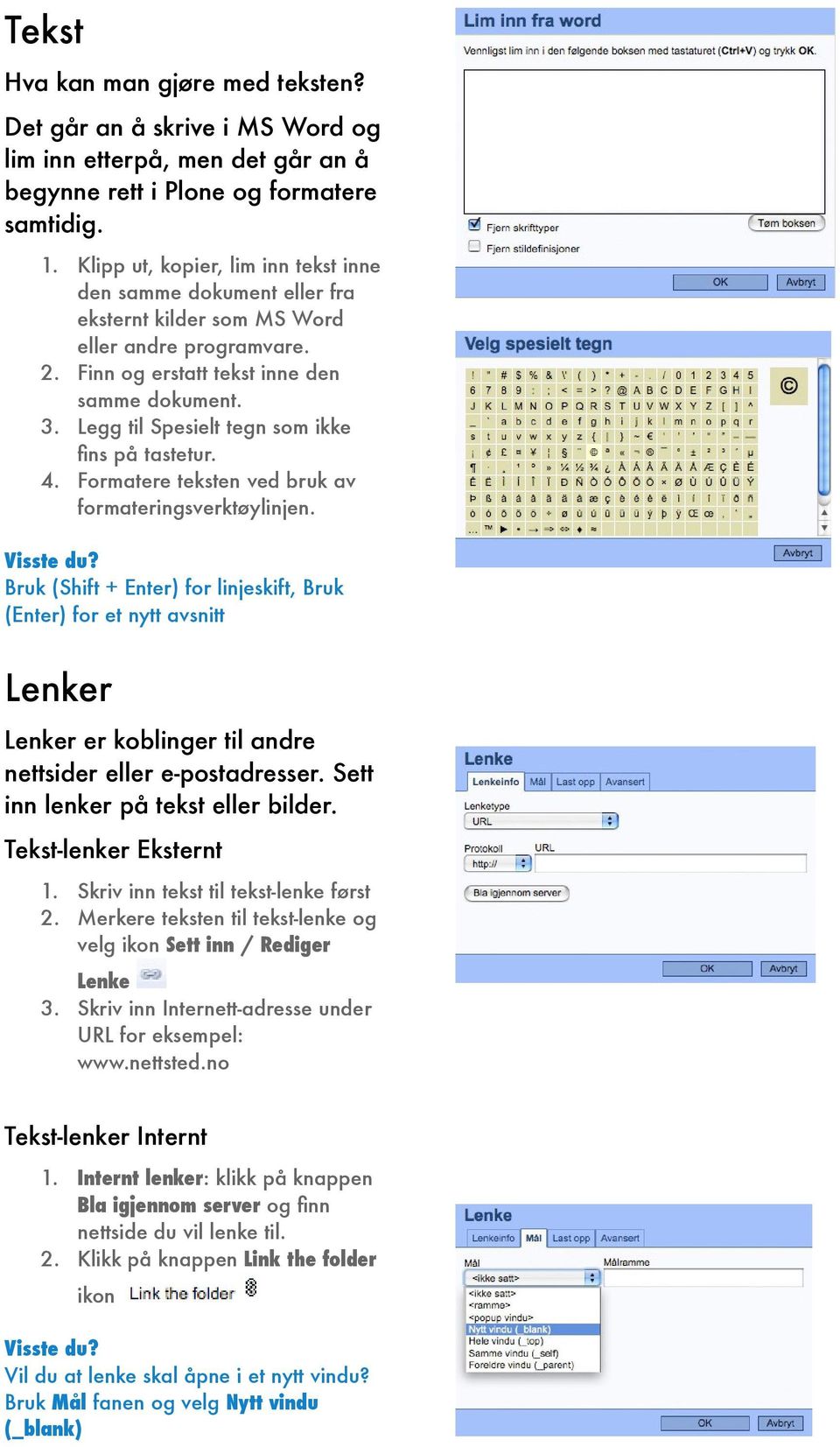 Legg til Spesielt tegn som ikke fins på tastetur. 4. Formatere teksten ved bruk av formateringsverktøylinjen. Visste du?