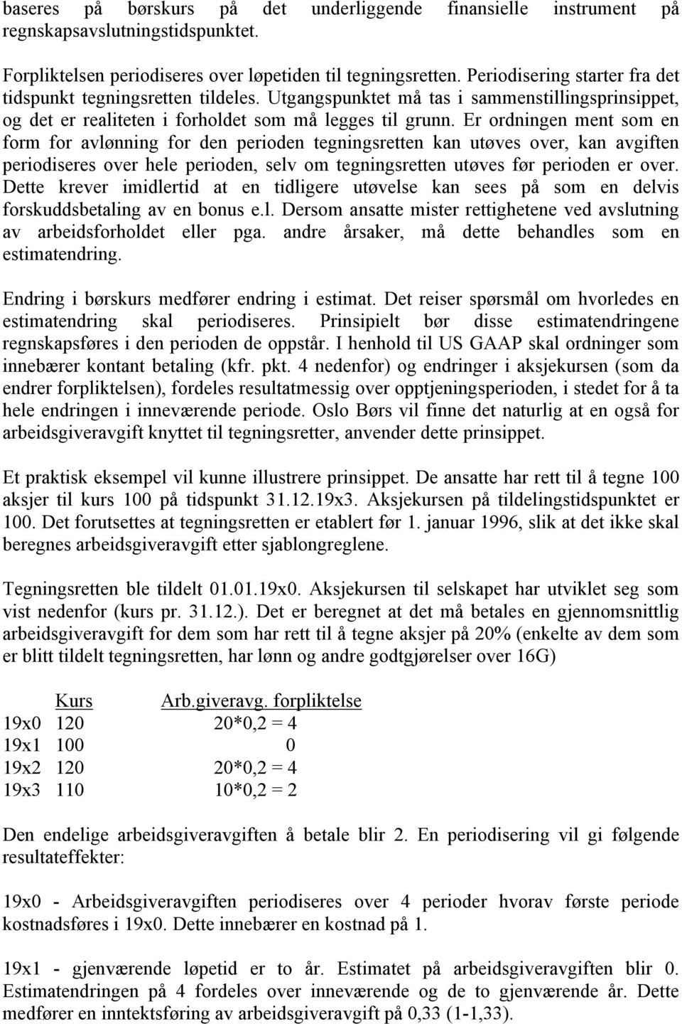 Er ordningen ment som en form for avlønning for den perioden tegningsretten kan utøves over, kan avgiften periodiseres over hele perioden, selv om tegningsretten utøves før perioden er over.