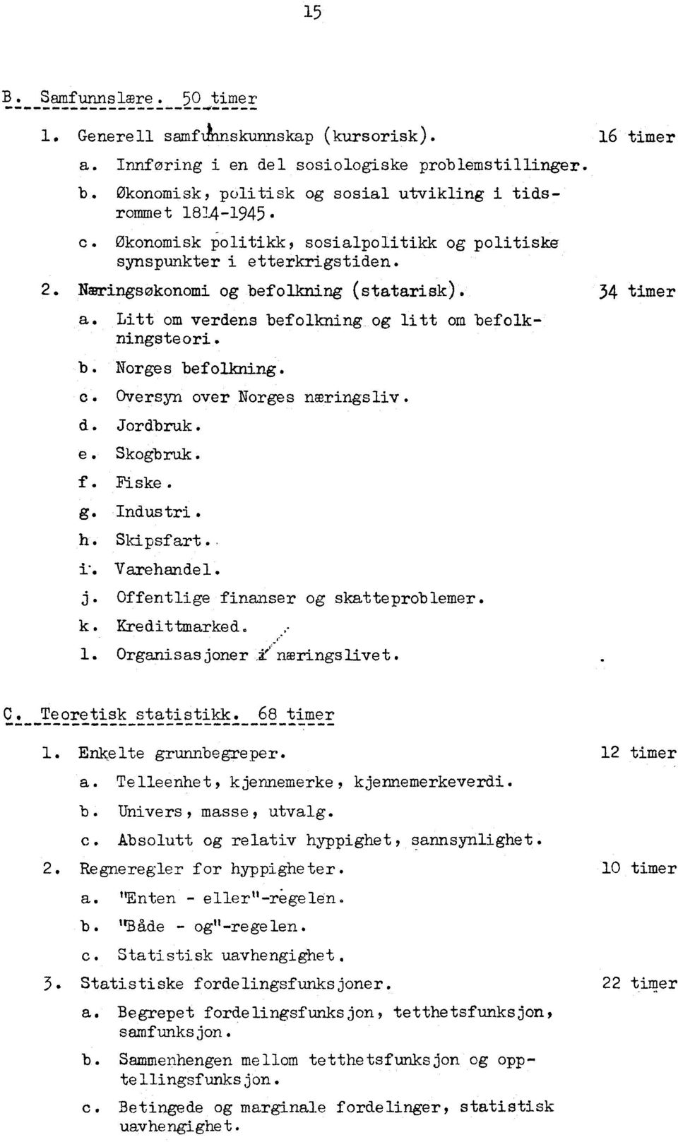 b. Norges befolkning. c. Oversyn over Norges næringsliv. d. Jordbruk. e. Skogbruk. f. Fiske. g. Industri. h. Skipsfart. Varehandel. j. Offentlige finanser og skatteproblemer. k. Kredittmarked. 1.